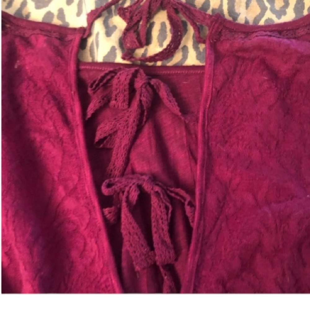 Free People size medium dark pink top with open back runs large NWT - Picture 9 of 12